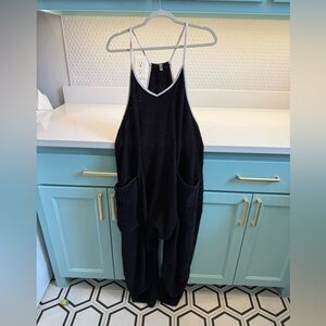 Free People fuzzy black hotshot jumpsuit size small